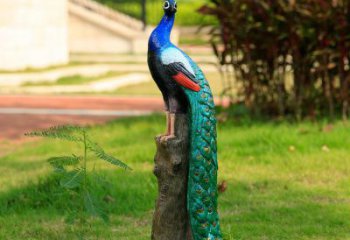 抽象孔雀雕塑廠家 創(chuàng)意村口擺件 玄關(guān)彩繪孔雀雕塑