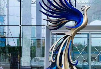 彩繪孔雀雕塑廠家 現代噴漆小品 大型切面孔雀雕塑