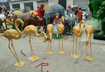 仿真火烈鳥雕塑廠家 大型剪影擺件 公園噴漆火烈鳥雕塑