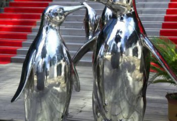 賓館企鵝雕塑廠家 歐式仿真小品 村口鏡面企鵝雕塑