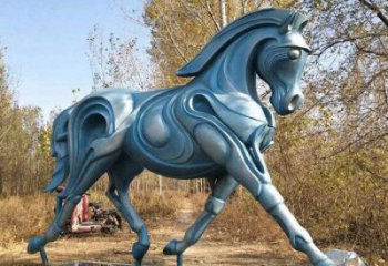 鏤空駿馬雕塑廠家 現(xiàn)代抽象擺件 草地幾何駿馬雕塑