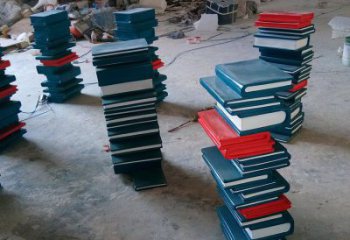 噴漆書山雕塑廠家 中式公園小品 戶外不銹鋼書山雕塑