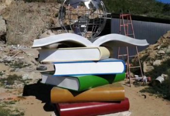 希望書(shū)山雕塑廠家 教育校園小品 噴漆不銹鋼書(shū)山雕塑