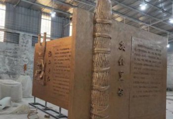 彩繪竹簡(jiǎn)雕塑廠家 戶外公園擺件 街頭不銹鋼竹簡(jiǎn)雕塑