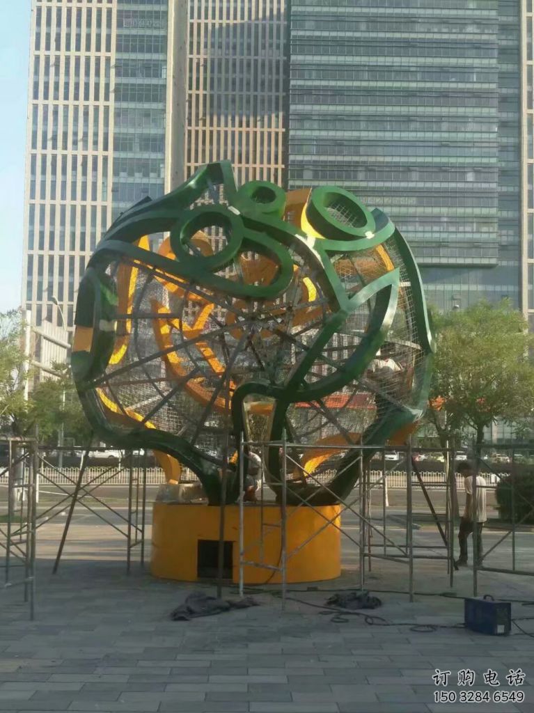 噴漆圓球雕塑廠(chǎng)家 中式村口小品 廣場(chǎng)不銹鋼圓球雕塑