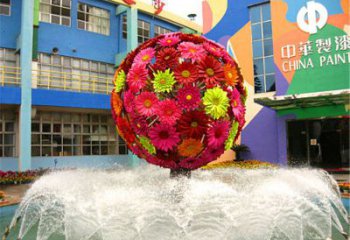 彩繪圓球雕塑廠家 懸空水景擺件 大型不銹鋼圓球雕塑