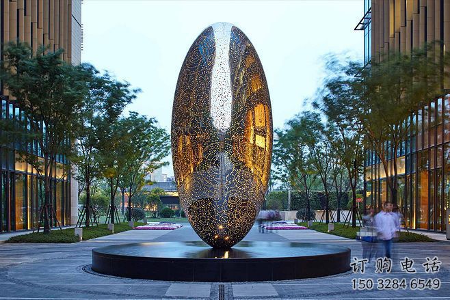 燈光球狀雕塑廠家 公園小品 商業街不銹鋼球狀雕塑