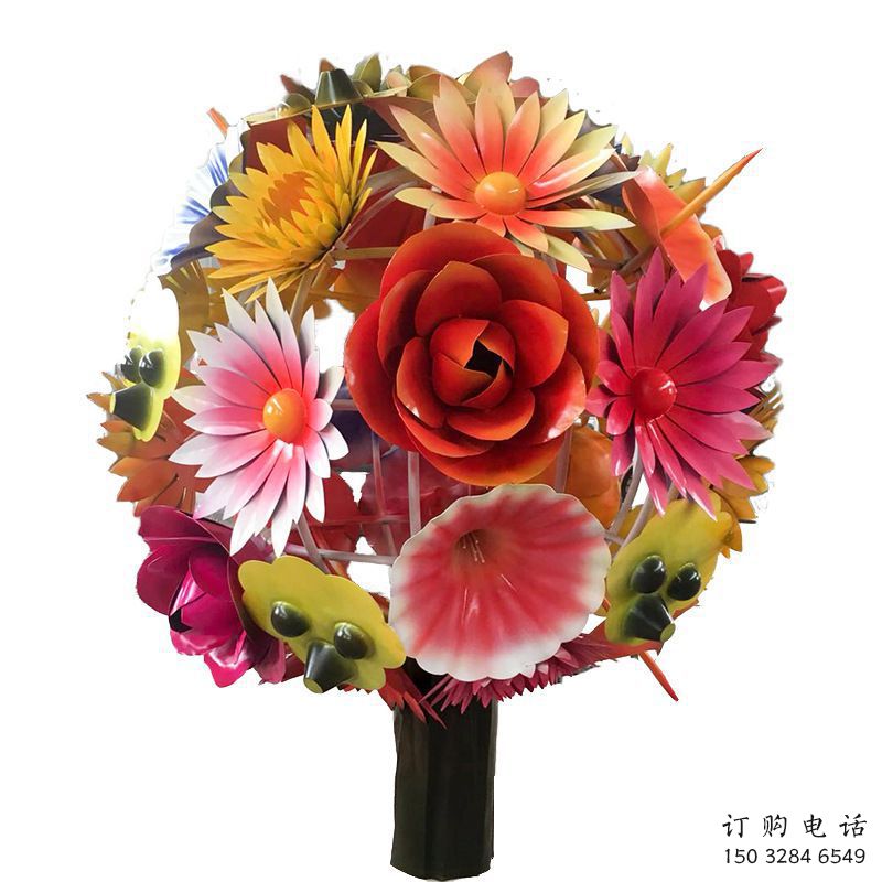 街頭花球雕塑廠家 大型別墅區擺件  烤漆不銹鋼花球雕塑