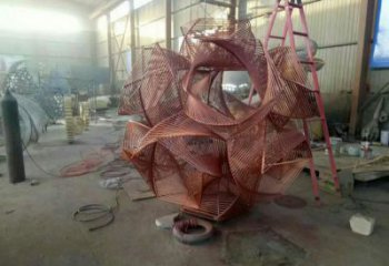 拉絲球狀雕塑廠家 鏤空創意擺件  大型不銹鋼球狀雕塑