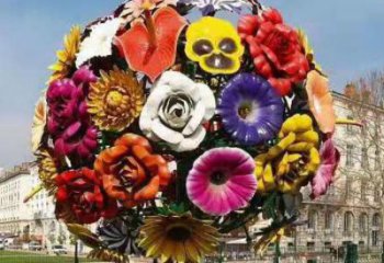 游樂場花球雕塑廠家 廣場彩繪擺件 噴漆不銹鋼花球雕塑