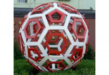 體育場足球雕塑廠家 仿真運動小品 鏤空不銹鋼足球雕塑