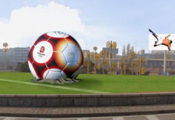 創(chuàng)意足球雕塑廠家 戶外草地小品 公園不銹鋼足球雕塑