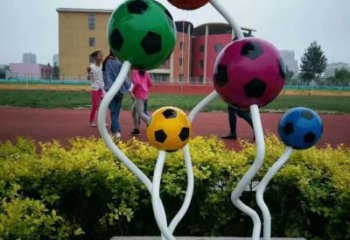 抽象足球雕塑廠家  現代公園小品  戶外不銹鋼足球雕塑