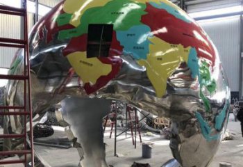 房地產地球儀雕塑廠家 剪影擺件 鍛造不銹鋼地球儀雕塑