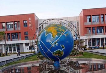 街頭地球儀雕塑廠家 大型別墅區(qū)擺件 鋼管不銹鋼地球儀雕塑