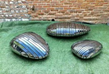 園林鵝卵石雕塑廠家 鏡面廣場小品 中式不銹鋼鵝卵石雕塑