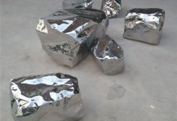 戶外石塊雕塑廠家 鏡面公園小品 大型不銹鋼石塊雕塑