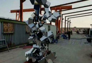 企業石塊雕塑廠家 鏡面創意小品 歐式不銹鋼石塊雕塑