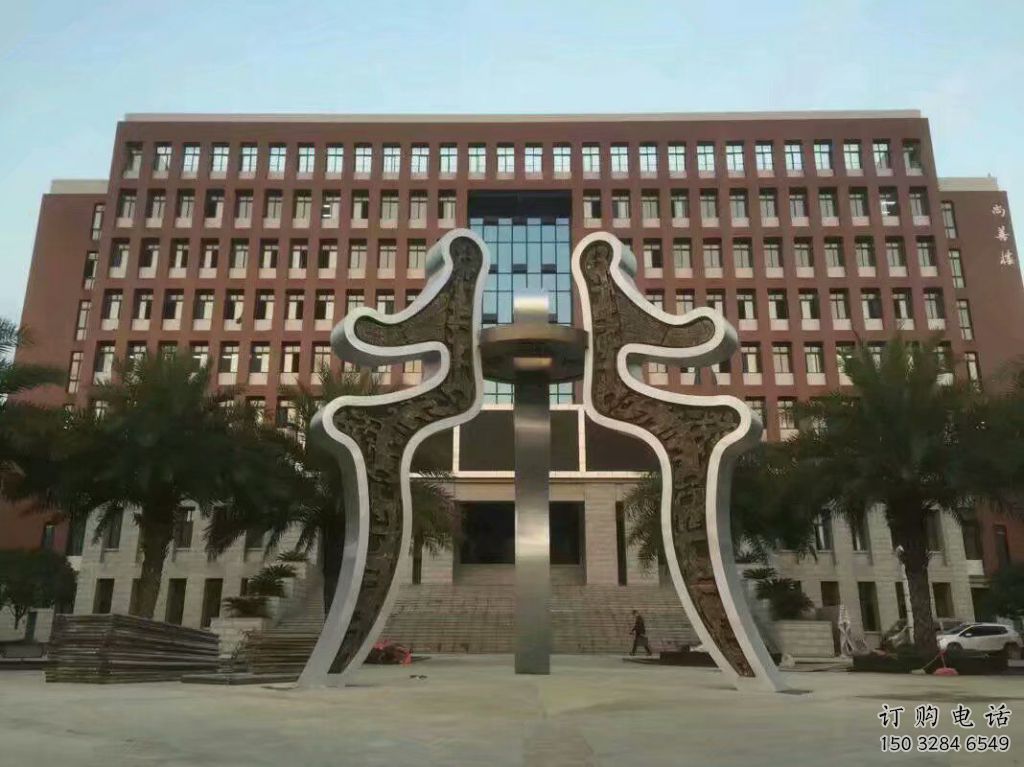 戶外甲骨文雕塑廠家 噴漆公園小品 大型不銹鋼甲骨文雕塑