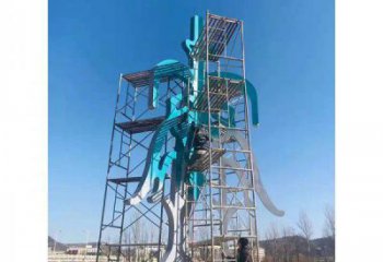 房地產(chǎn)甲骨文雕塑廠家 鏤空創(chuàng)意擺件 鍛造不銹鋼甲骨文雕塑