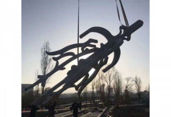 抽象甲骨文雕塑廠家 創意小品 戶外不銹鋼甲骨文雕塑