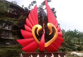 戶外鴛鴦雕塑廠家 噴漆公園小品 大型不銹鋼鴛鴦雕塑