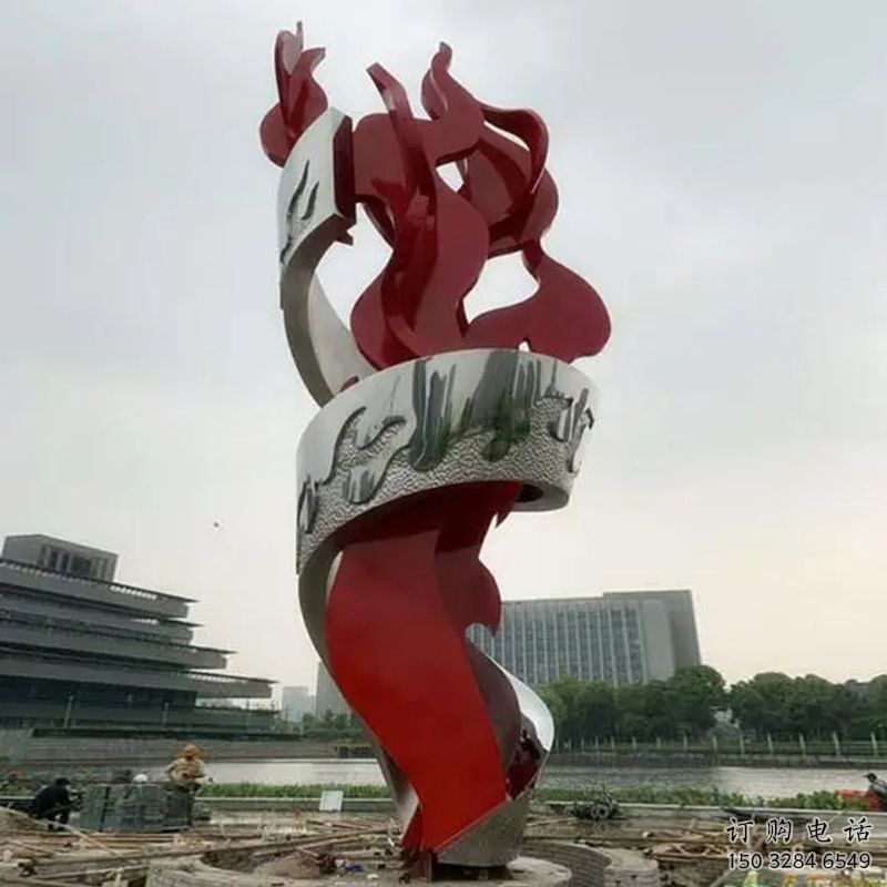 戶外火苗雕塑廠家 抽象噴漆小品 大型不銹鋼火苗雕塑