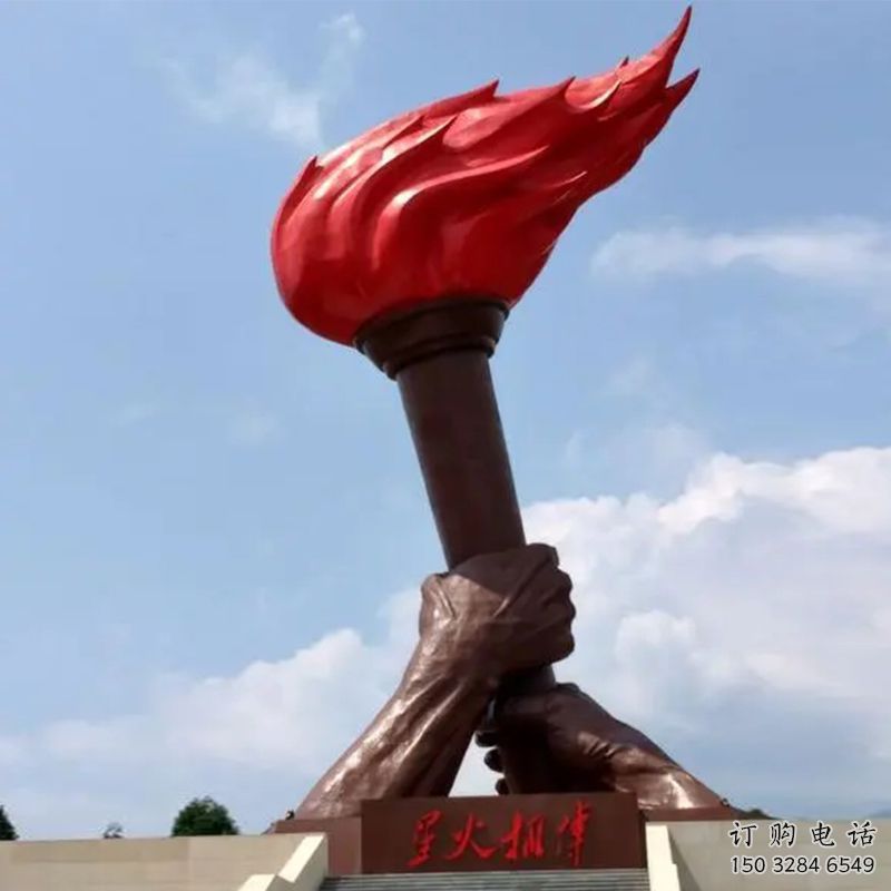 烤漆火炬雕塑廠家 大型別墅區擺件 現代不銹鋼火炬雕塑