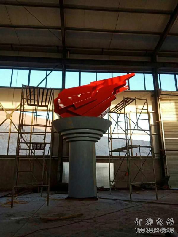 部隊火把雕塑廠家 現代小品 噴漆不銹鋼火把雕塑