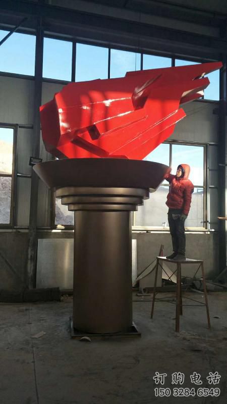 街頭火把雕塑廠家 大型別墅區擺件 現代不銹鋼火把雕塑