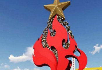 拉絲火炬雕塑廠家 鏤空創(chuàng)意擺件 別墅區(qū)不銹鋼火炬雕塑