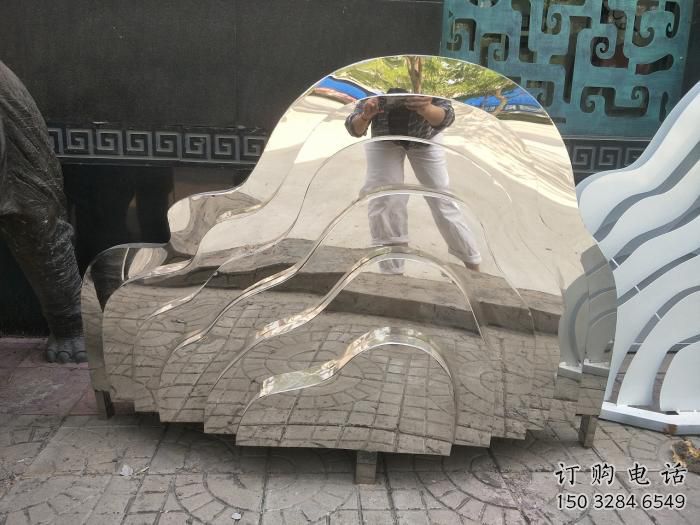 中式假山雕塑廠(chǎng)家 鏡面現(xiàn)代小品 創(chuàng)意不銹鋼假山雕塑