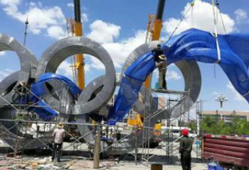 體育五環雕塑廠家 剪影運動小品 大型不銹鋼五環雕塑