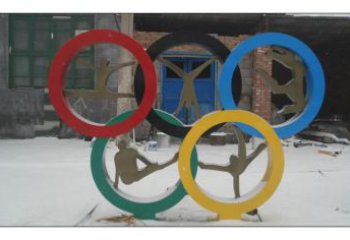 房地產五環雕塑廠家 公園運動擺件 鍛造不銹鋼五環雕塑生產