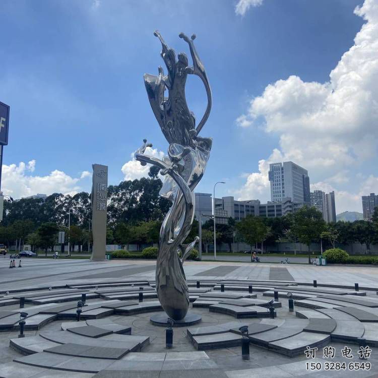 鏡面波浪雕塑廠家 現代街頭小品 歐式不銹鋼波浪雕塑生產