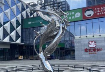 幾何水花雕塑廠家 現代創意小品 大門口不銹鋼水花雕塑生產