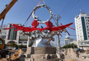 歐式水花雕塑廠家 抽象公園擺件 現代不銹鋼水花雕塑生產