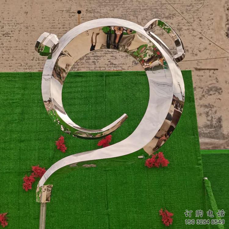 幾何茶壺雕塑廠家 鏡面小品 抽象不銹鋼茶壺雕塑生產(chǎn)