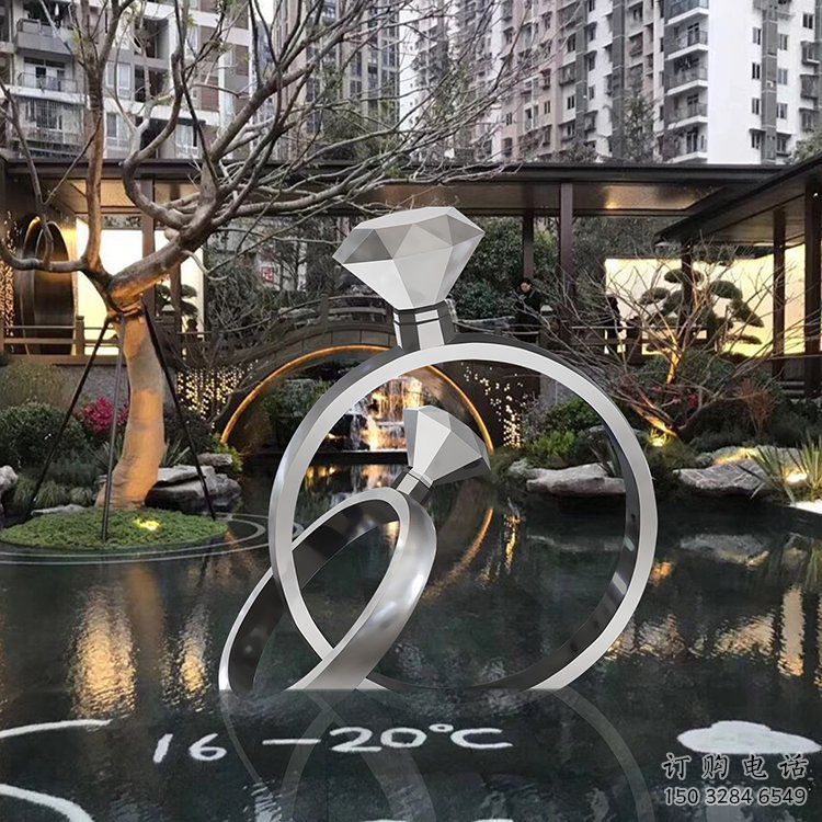酒店戒指雕塑廠家 戶外小品 創(chuàng)意不銹鋼戒指雕塑