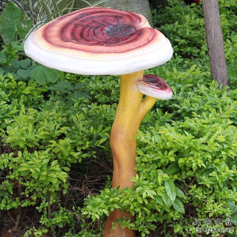 中式靈芝雕塑廠家 公園小品 廣場不銹鋼靈芝雕塑