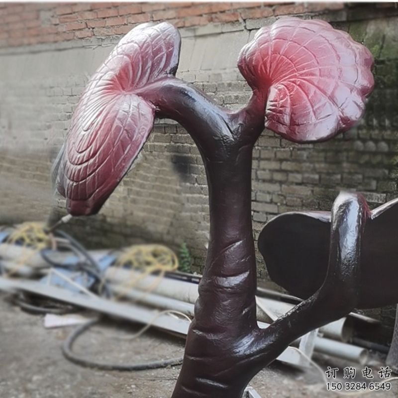 仿古靈芝雕塑廠家 現(xiàn)代仿真小品 戶外不銹鋼靈芝雕塑