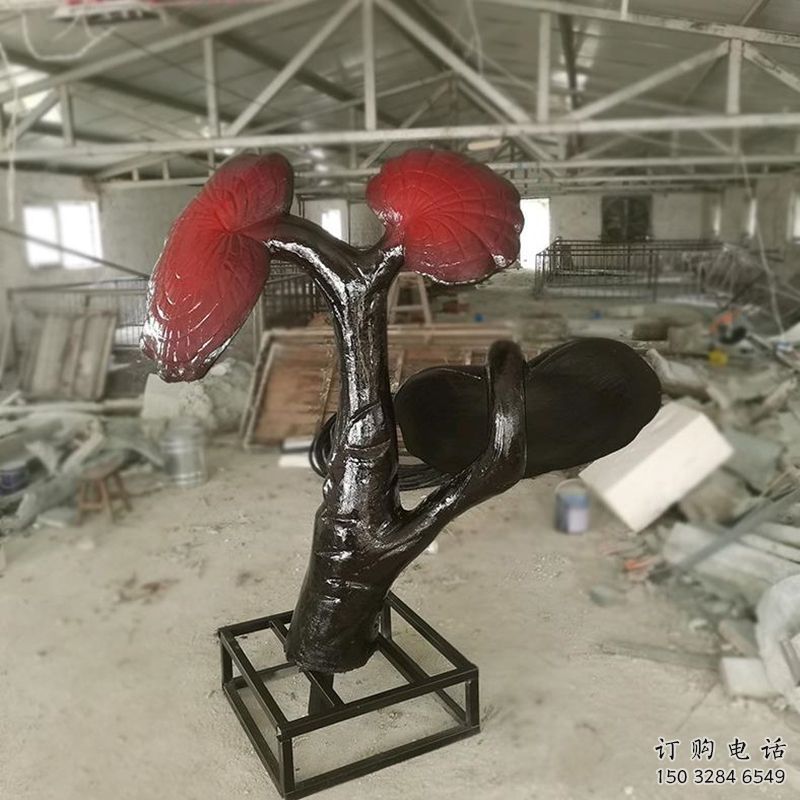 烤漆靈芝雕塑廠家 廣場小品 戶外不銹鋼靈芝雕塑