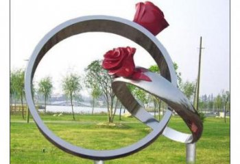 別墅區戒指雕塑廠家 大型現代擺件 抽象不銹鋼戒指雕塑