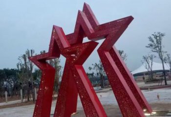庭院五角星雕塑廠家 公園小品 烤漆不銹鋼五角星雕塑
