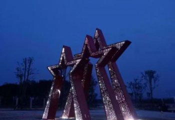 鏤空五角星雕塑廠家 園林小品 住宅小區不銹鋼五角星雕塑