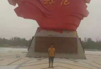 烤漆黨旗雕塑廠家 廣場小品 戶外不銹鋼黨旗雕塑