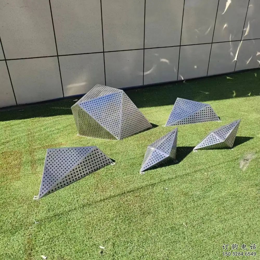 抽象石頭雕塑廠家 公園小品 戶外不銹鋼石頭雕塑