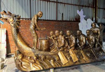 烤漆龍舟雕塑廠家 公園小品 戶外現代龍舟雕塑制作