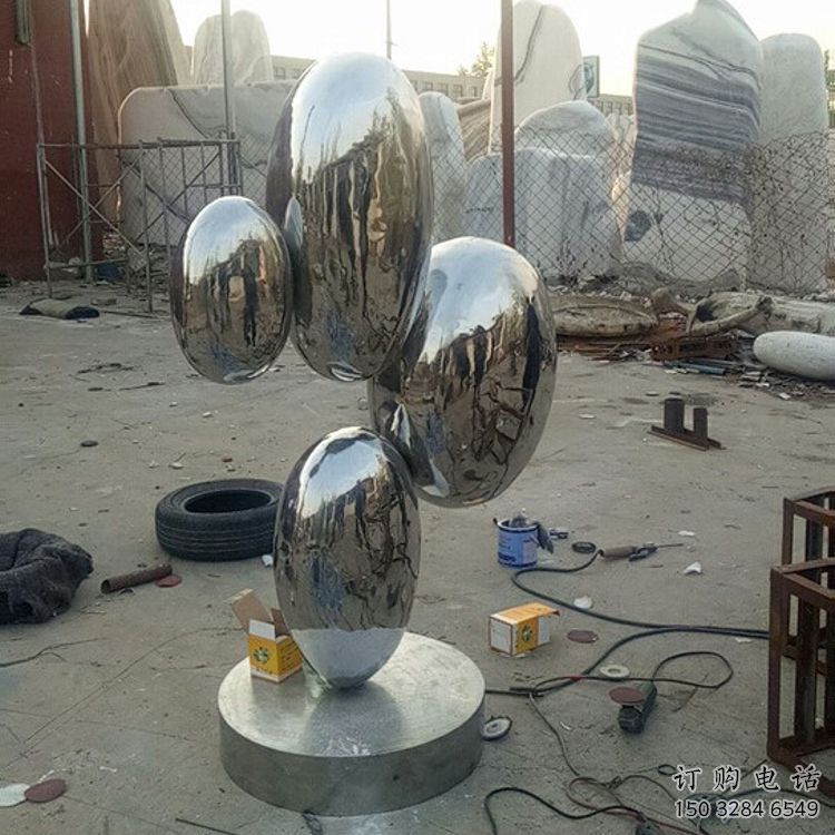 現代雞蛋雕塑廠家 大型別墅區擺件 創意不銹鋼雞蛋雕塑生產