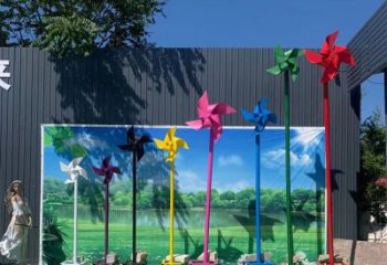 別墅區(qū)風(fēng)車雕塑廠家 大型擺件 烤漆不銹鋼風(fēng)車雕塑生產(chǎn)